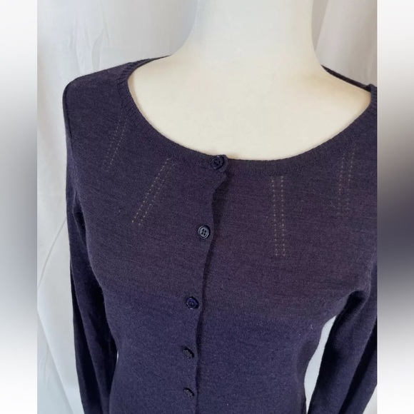 The Limited Womens Sweater Cardigan Purple M Wool Blend Button Up Lightweight - Picture 1 of 13